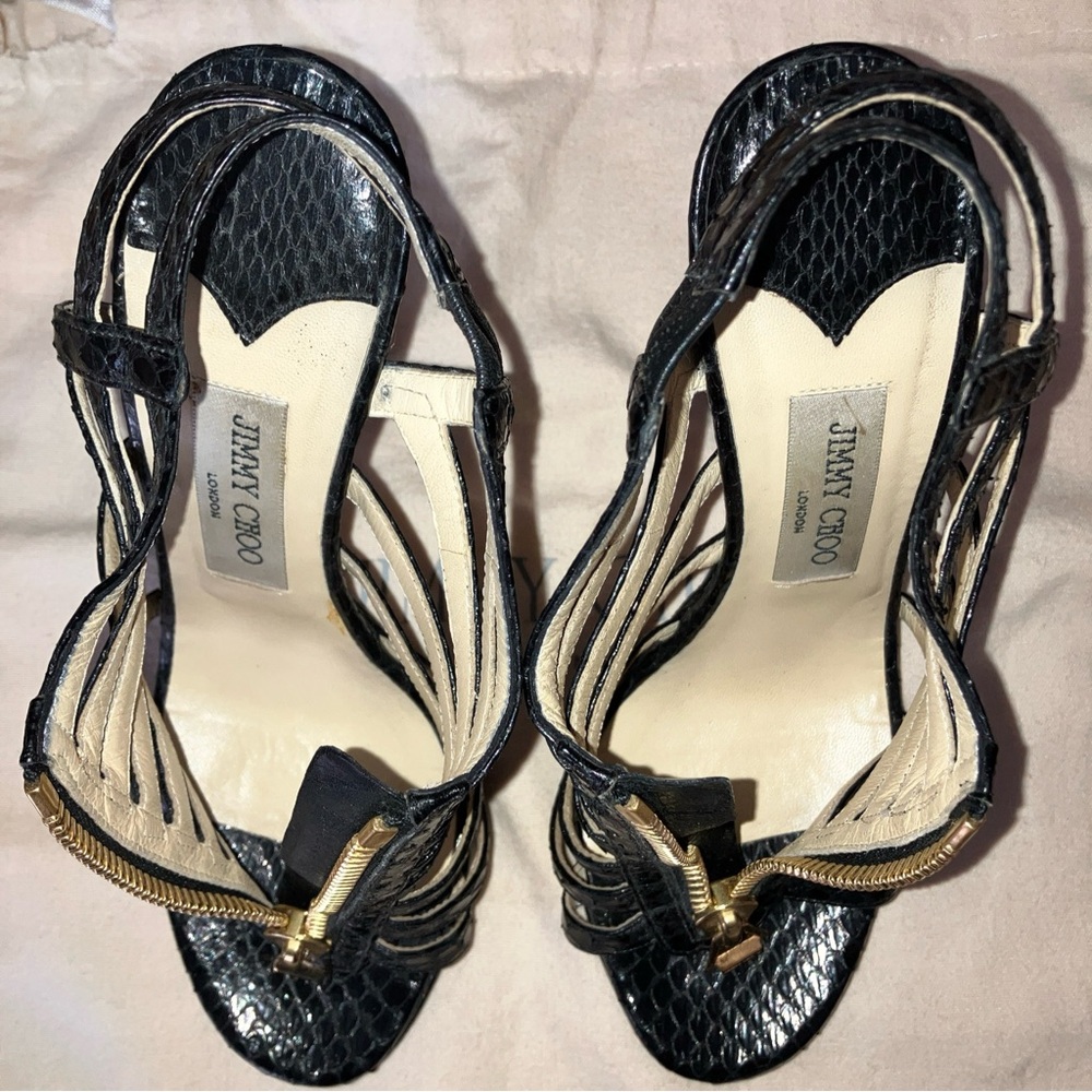 Jimmy Choo Glenys Snakeskin Caged Sandals - Picture 12 of 15